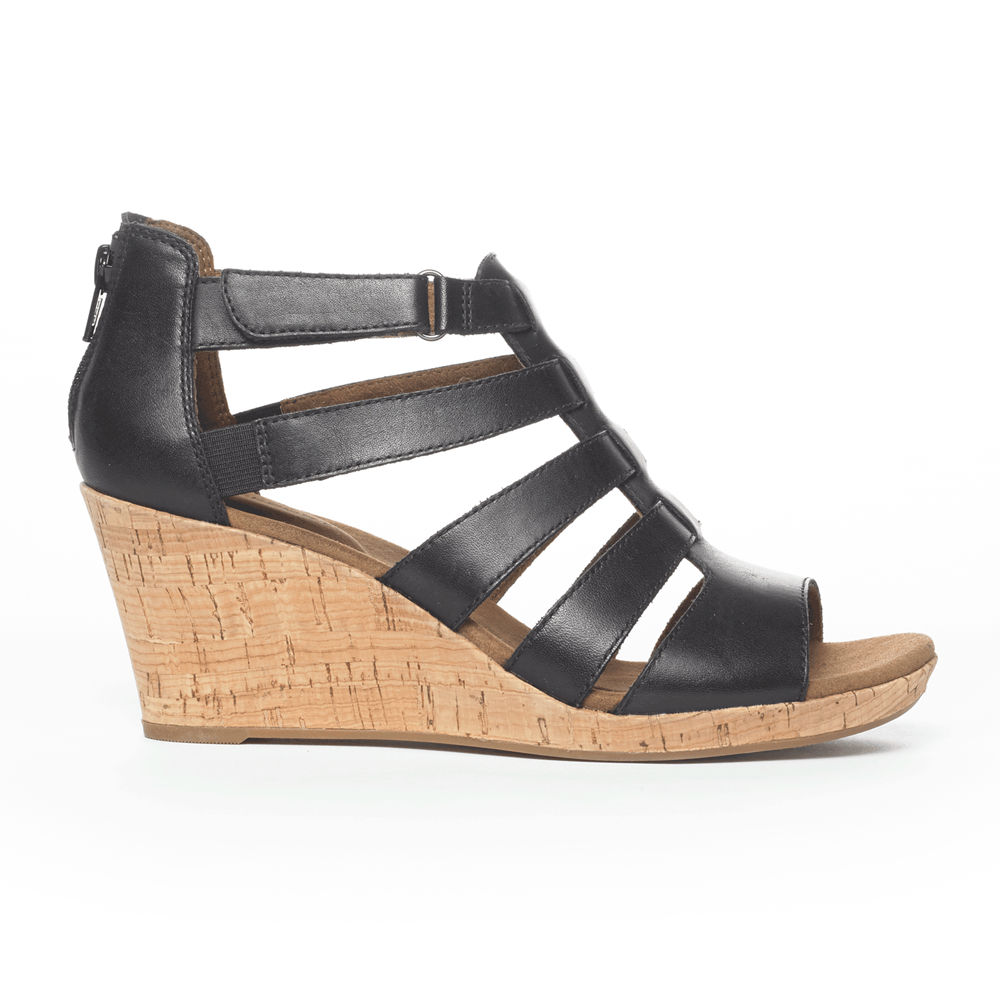 Sandalias Rockport Mujer Mexico - Briah Gladiator Negros - RTBOQ5493